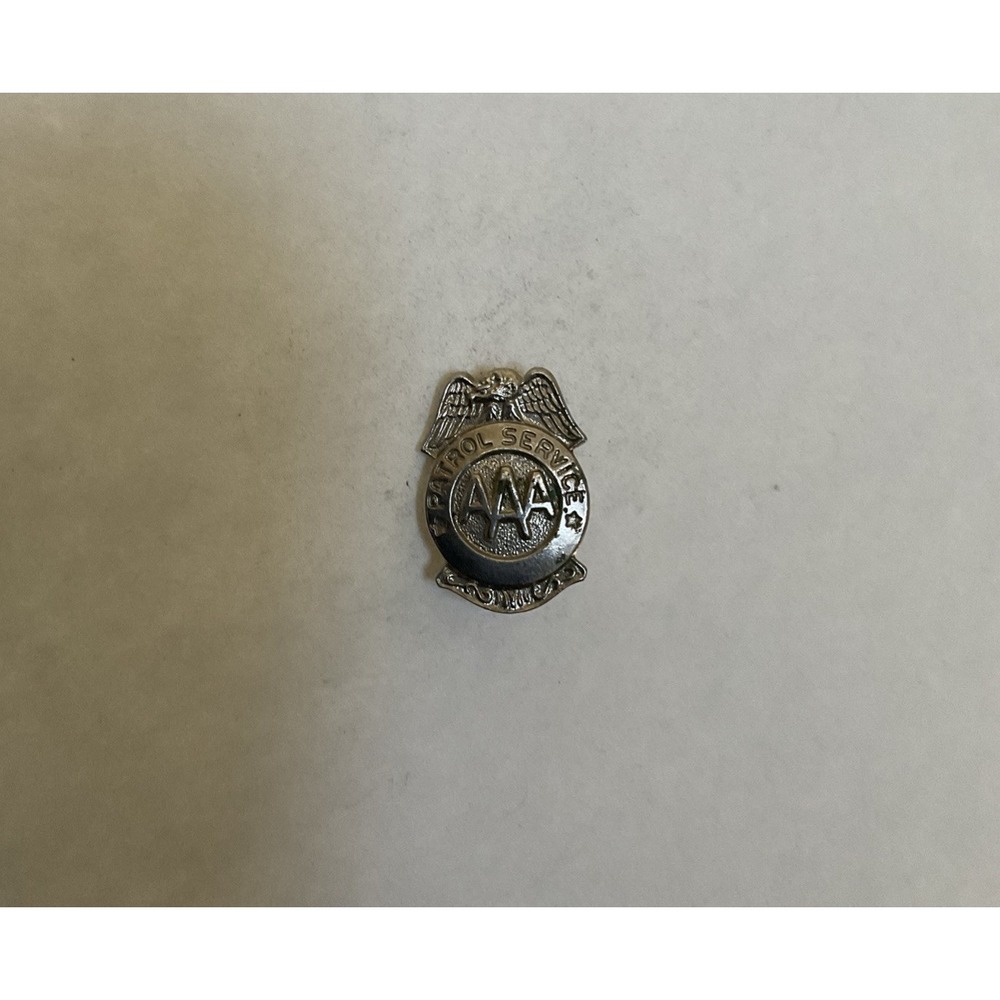 Vintage AAA Patrol Service Captain Lapel Pin Pinback Silver Tone Eagle Shield